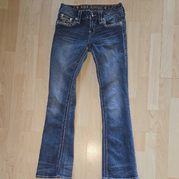 Rock Revival Women's Mid Rise Boot Sapphire Jeans Size 26 - Picture 5 of 12